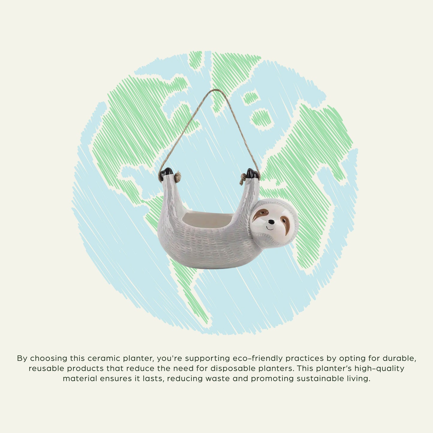 Sloth Ceramic Planter