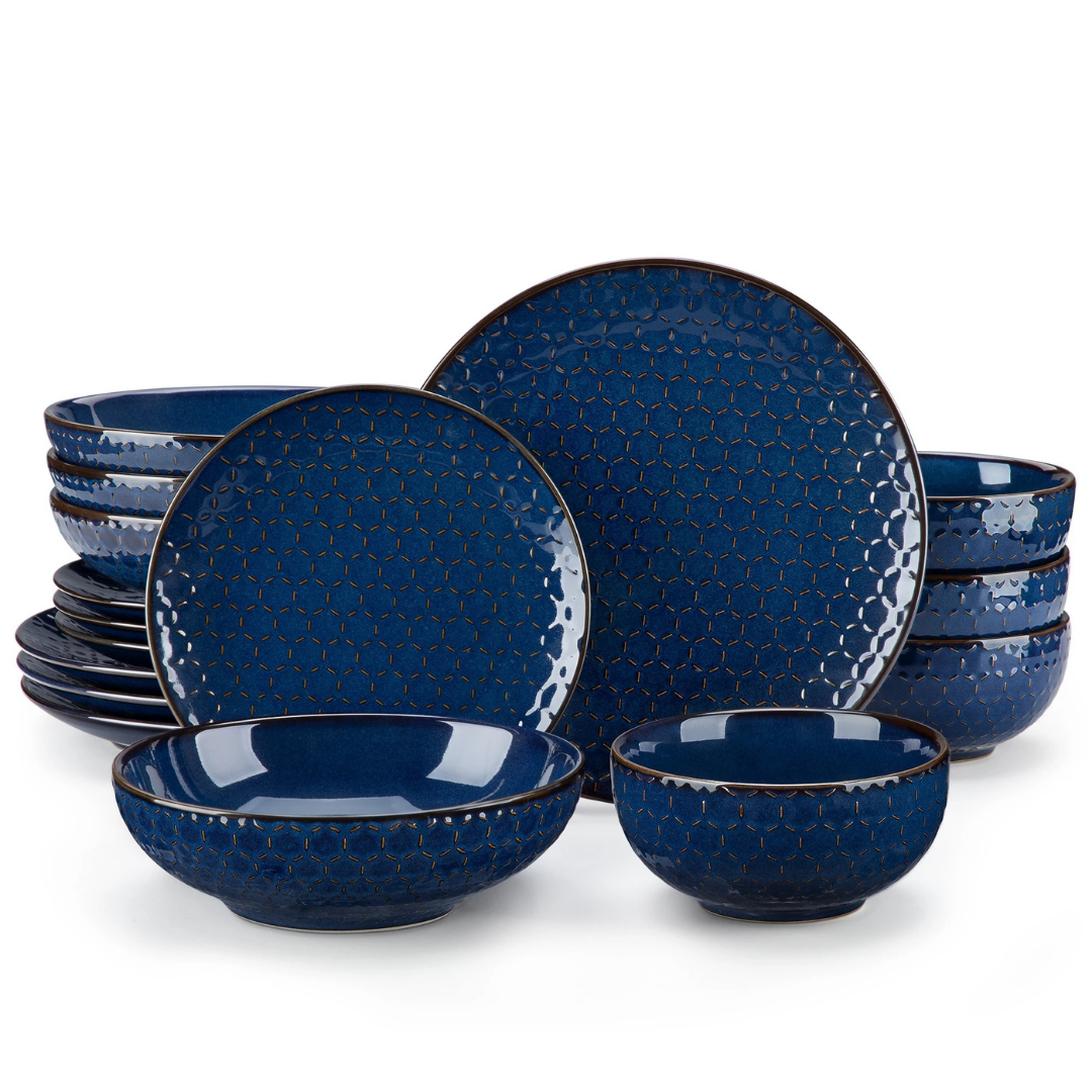 Timeless Blue Stoneware Dinner Set