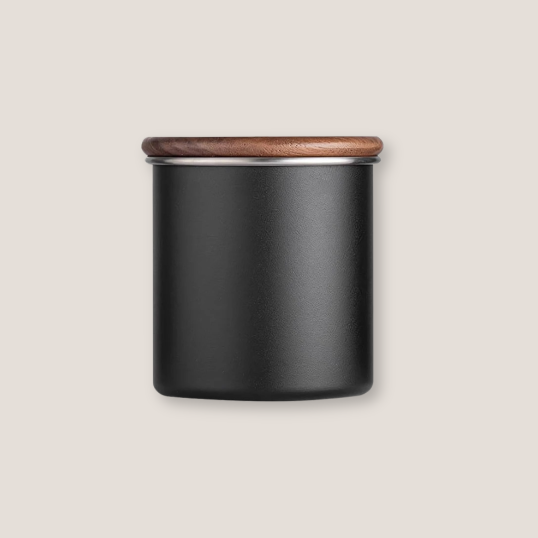 Stainless Steel Coffee Canister with Wooden Lid