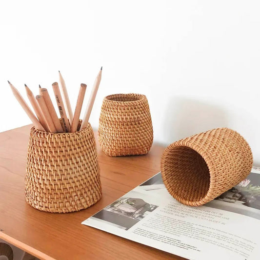 Handwoven Rattan Pencil Holder