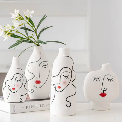 Abstract Face Ceramic Vase