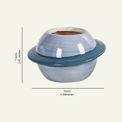 Ceramic Planet Planter with Wooden Stand