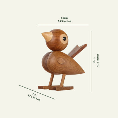 Wooden Sparrow Figurine