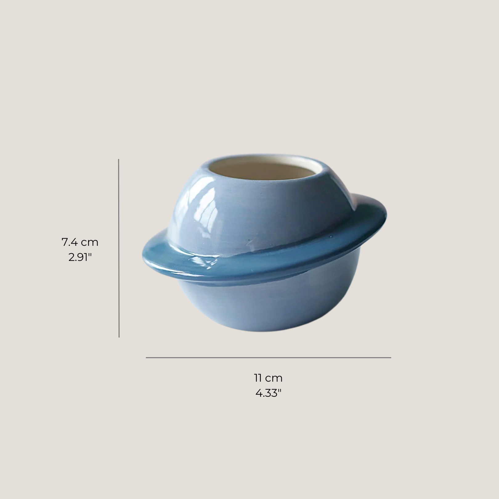 Ceramic Planet Planter with Wooden Stand