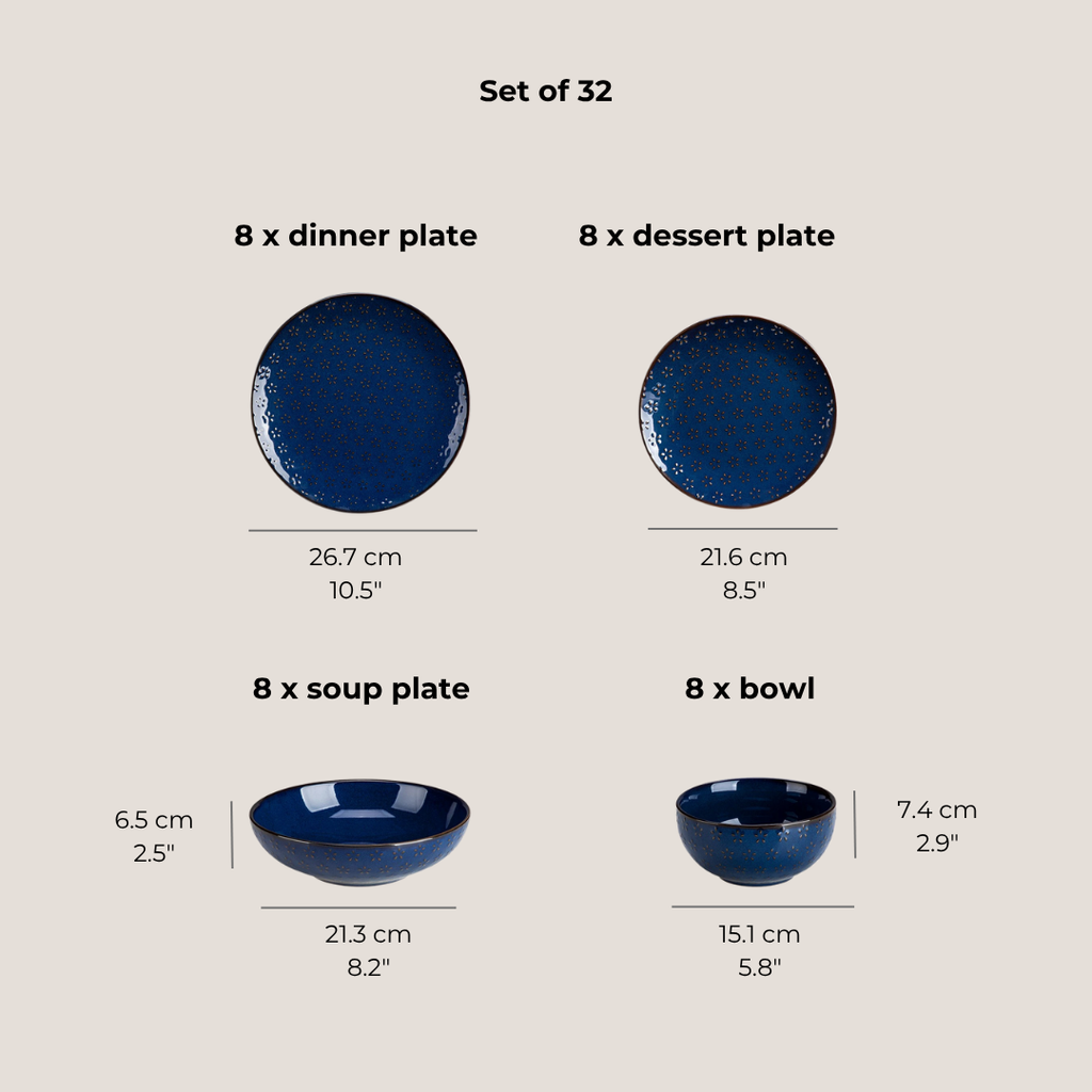 Timeless Blue Stoneware Dinner Set