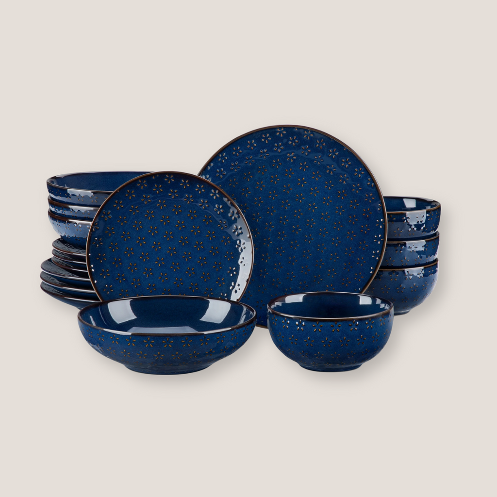 Timeless Blue Stoneware Dinner Set