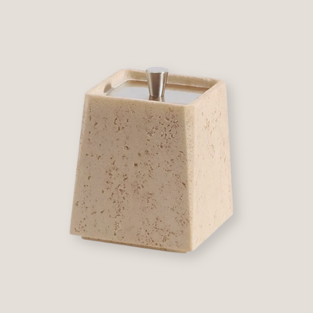 Roman Stone Storage Box with Metal Lid