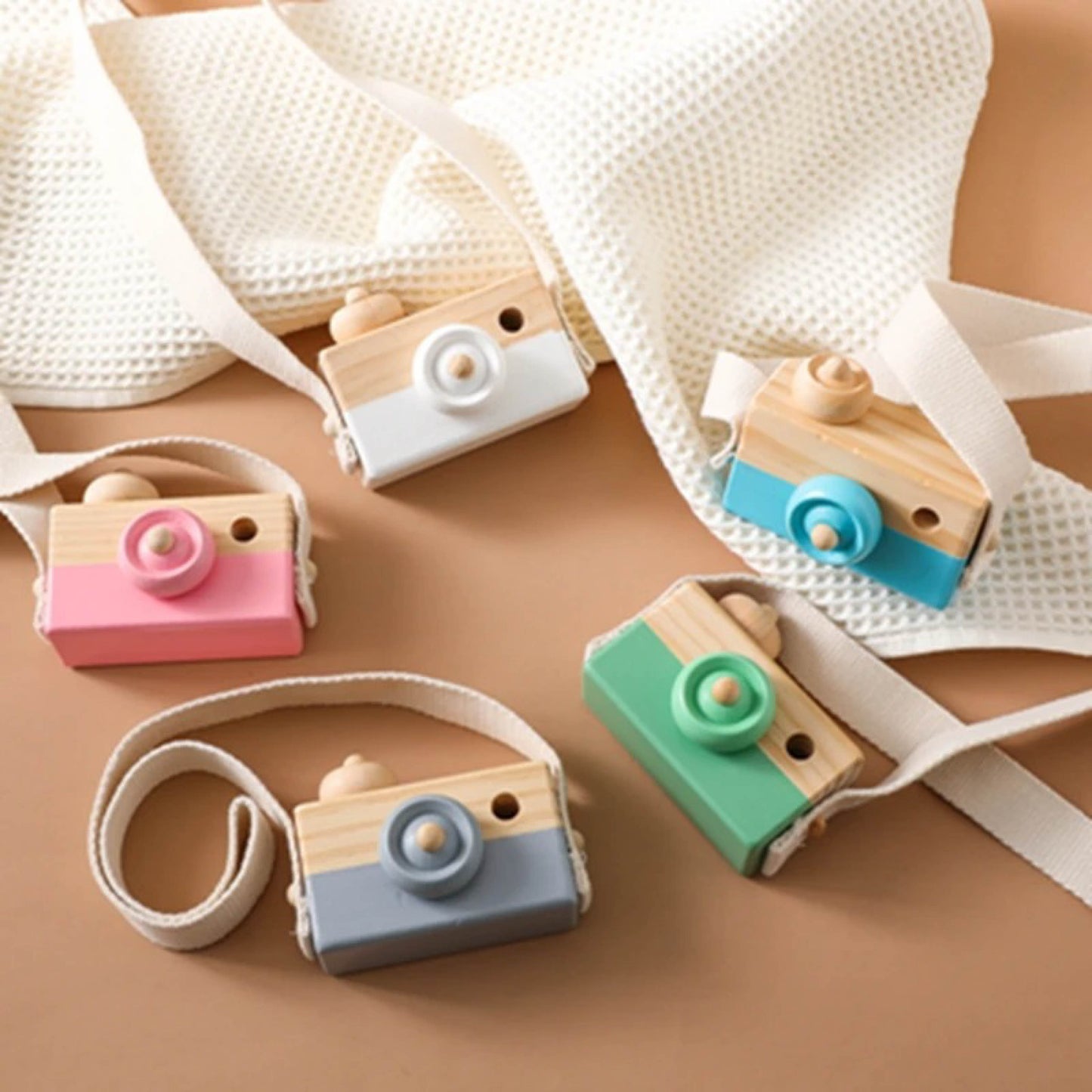 Wooden Toy Camera with Strap