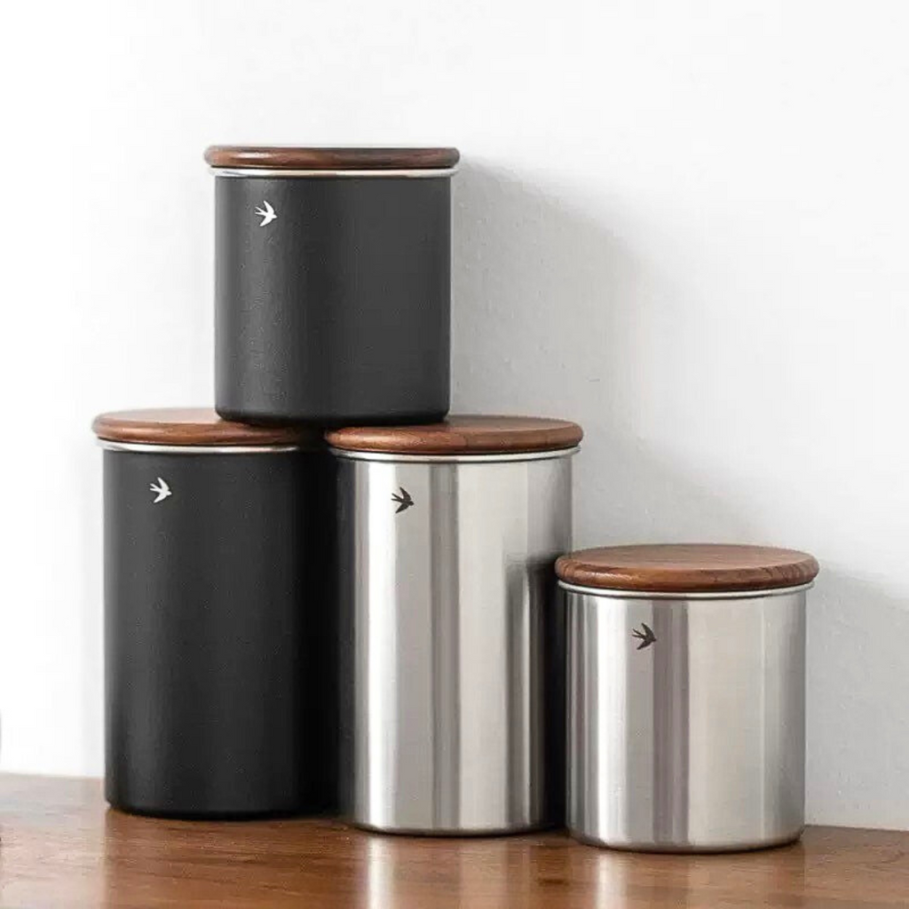 Stainless Steel Coffee Canister with Wooden Lid