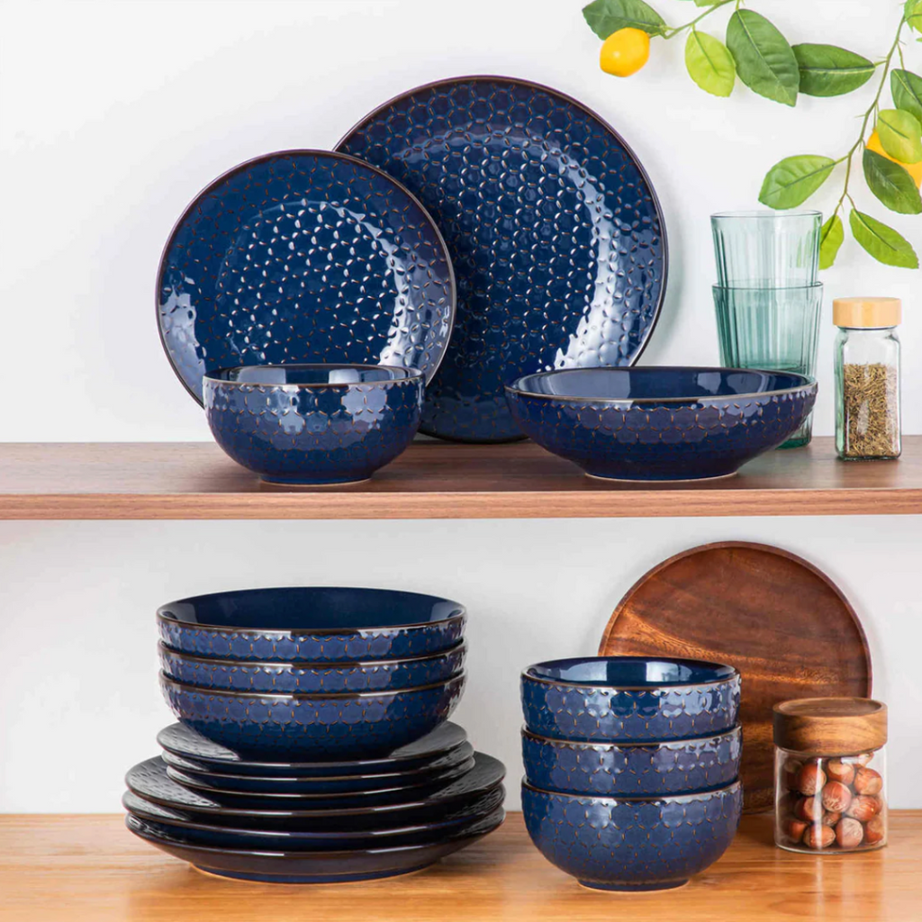 Timeless Blue Stoneware Dinner Set