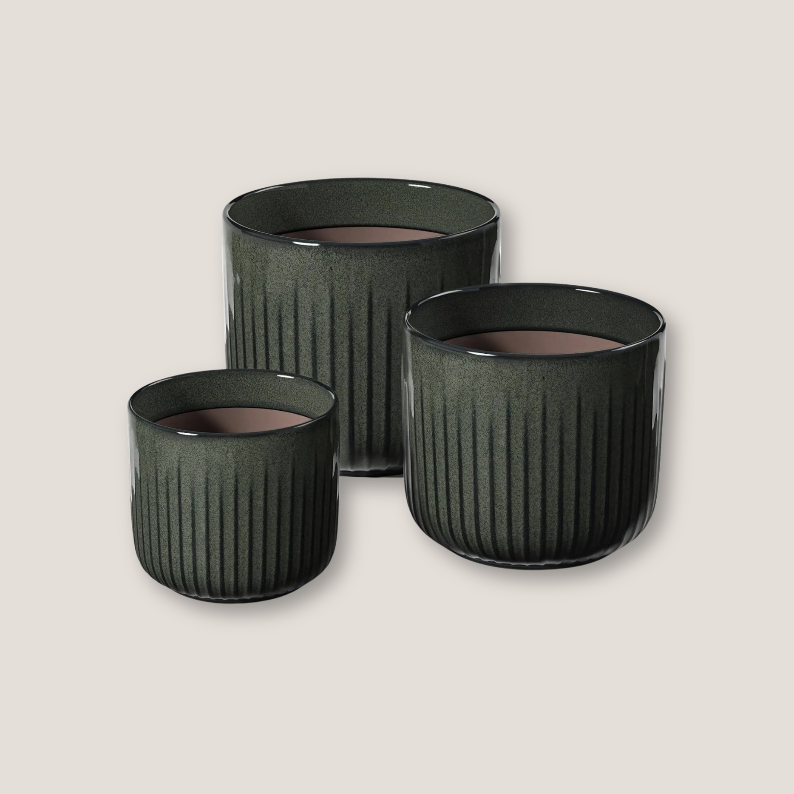 Set of 3 Embossed Ceramic Planters