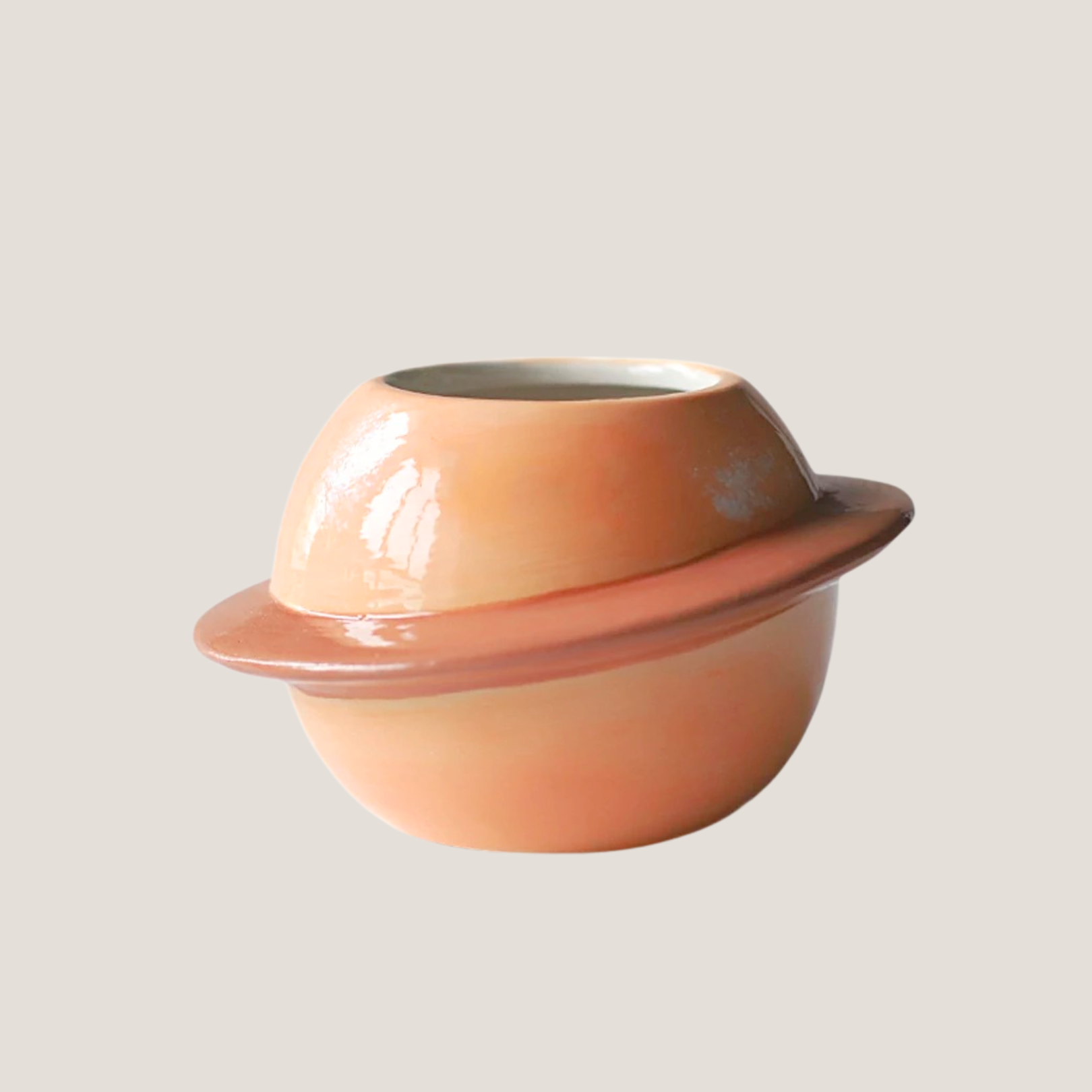 Ceramic Planet Planter with Wooden Stand