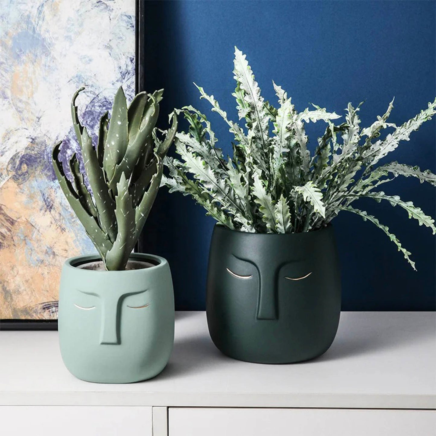 Abstract Face Ceramic Planter