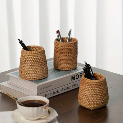 Handwoven Rattan Pencil Holder