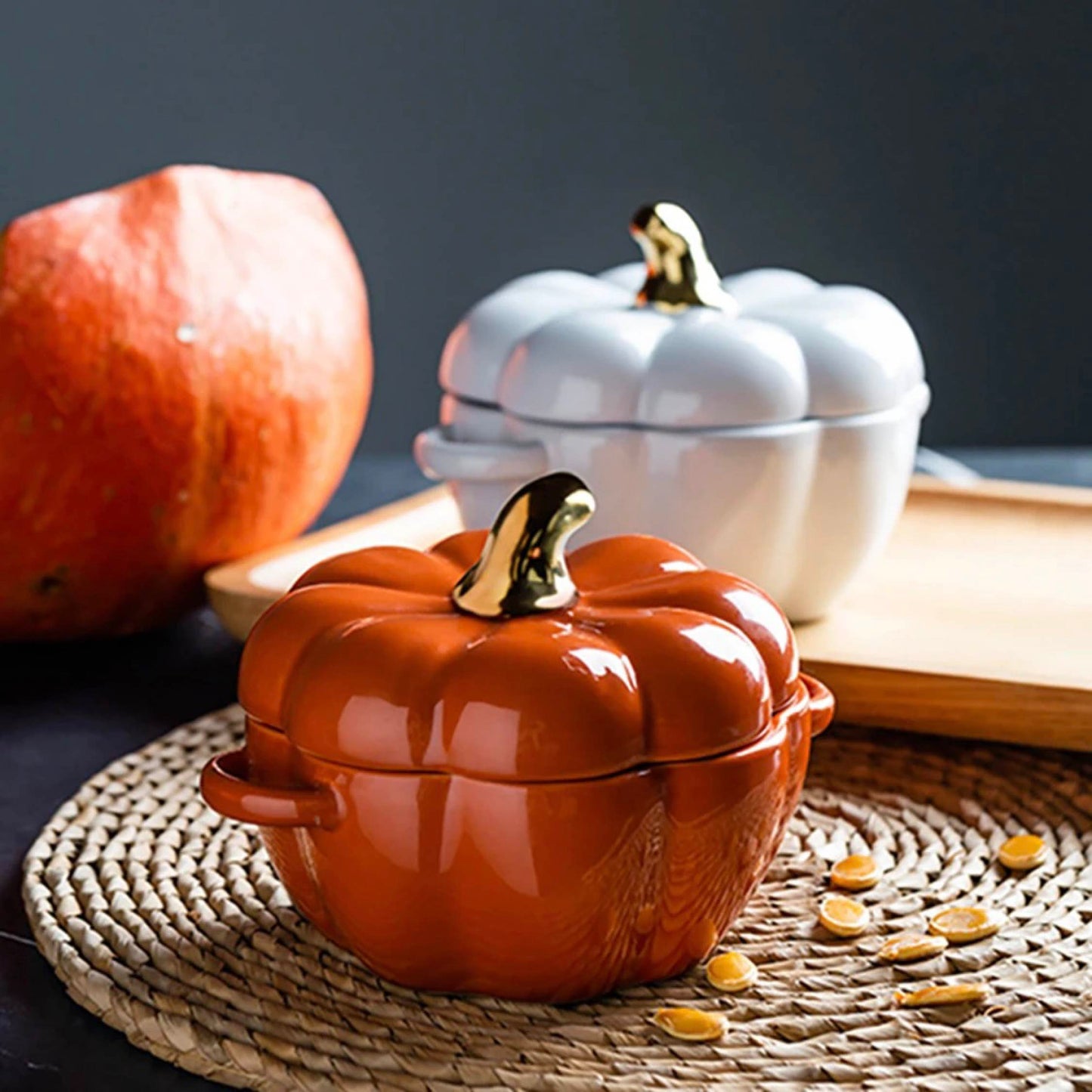 Ceramic Pumpkin Bowl with Lid