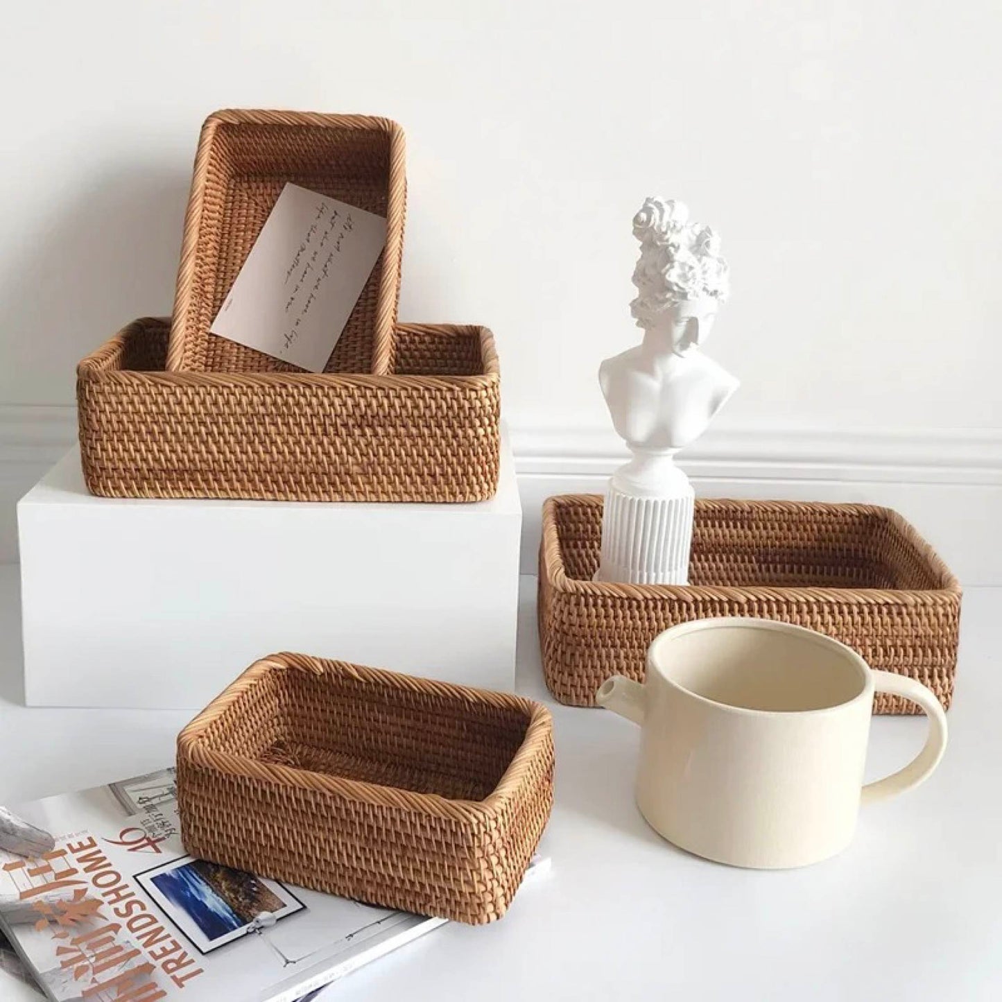 Handwoven Rattan Wicker Basket