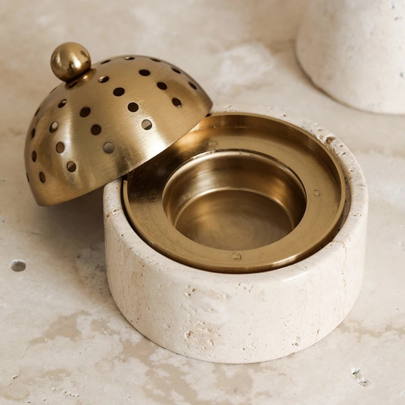 Roman Stone Incense Burner & Candle Holder