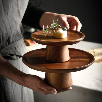 Wooden Cake Stand with Glass Dome