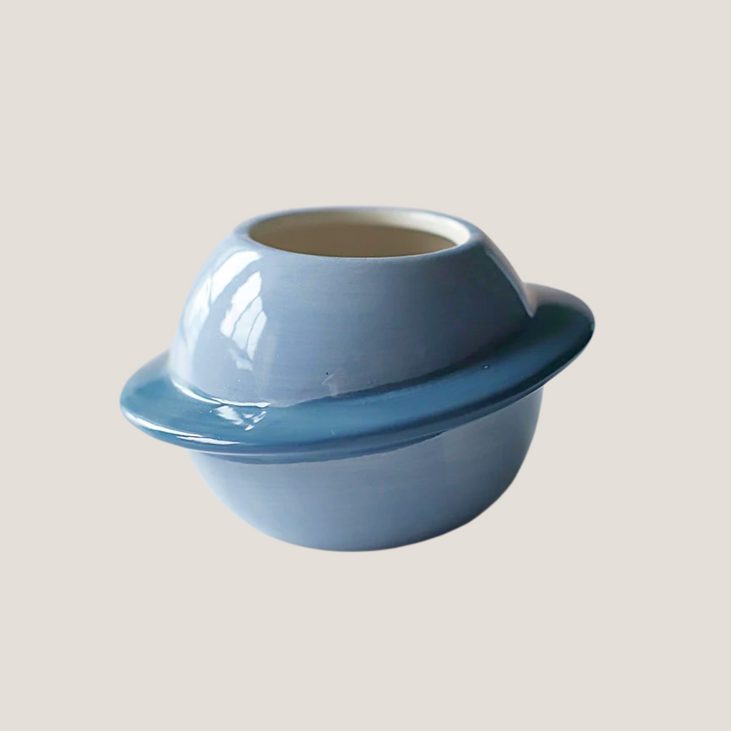 Ceramic Planet Planter with Wooden Stand