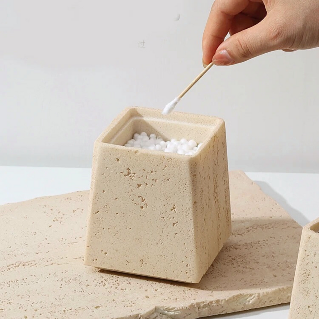 Roman Stone Storage Box with Metal Lid