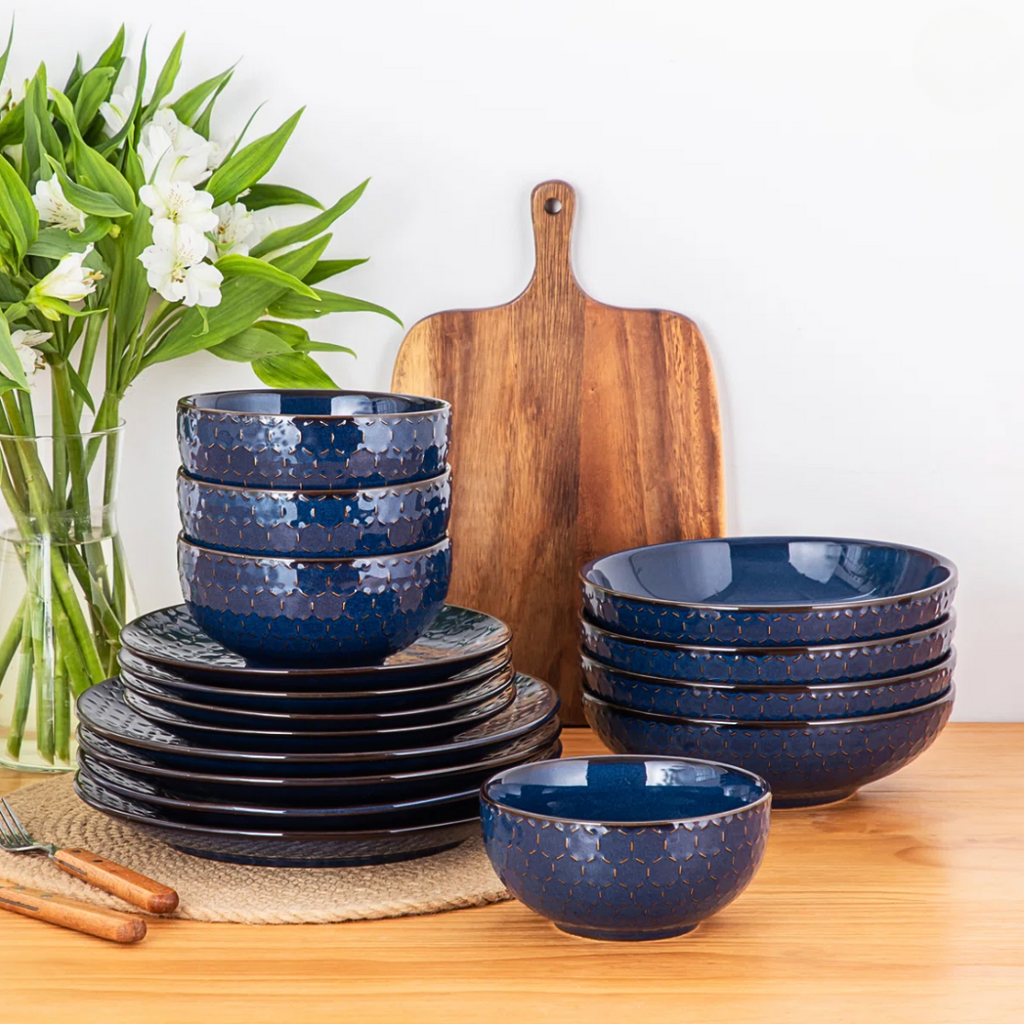 Timeless Blue Stoneware Dinner Set