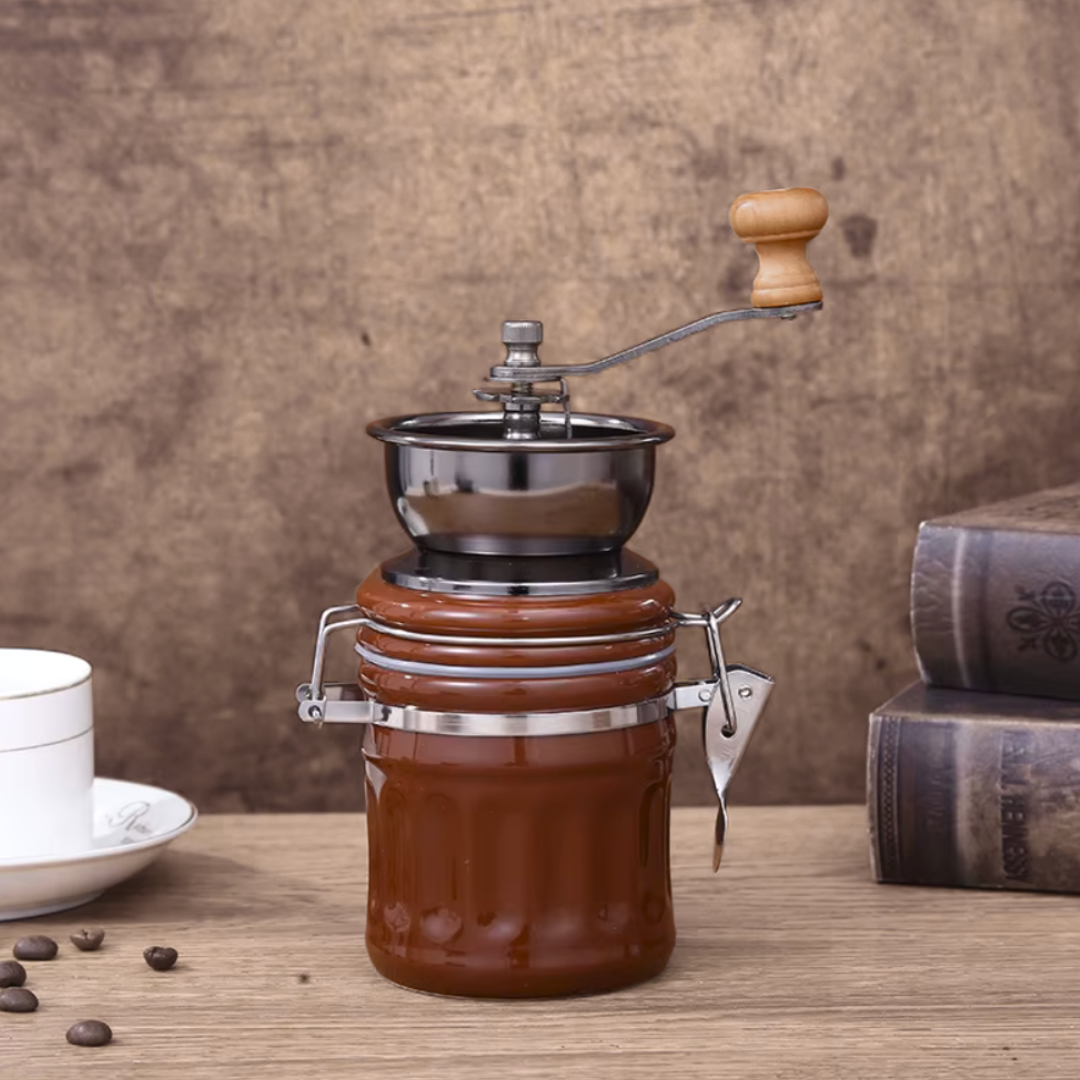 Manual Ceramic Coffee Grinder with Storage Jar