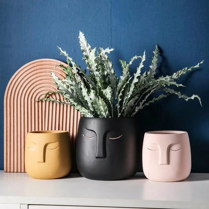 Abstract Face Ceramic Planter