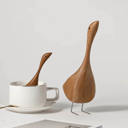 Wooden Goose Figurines Set