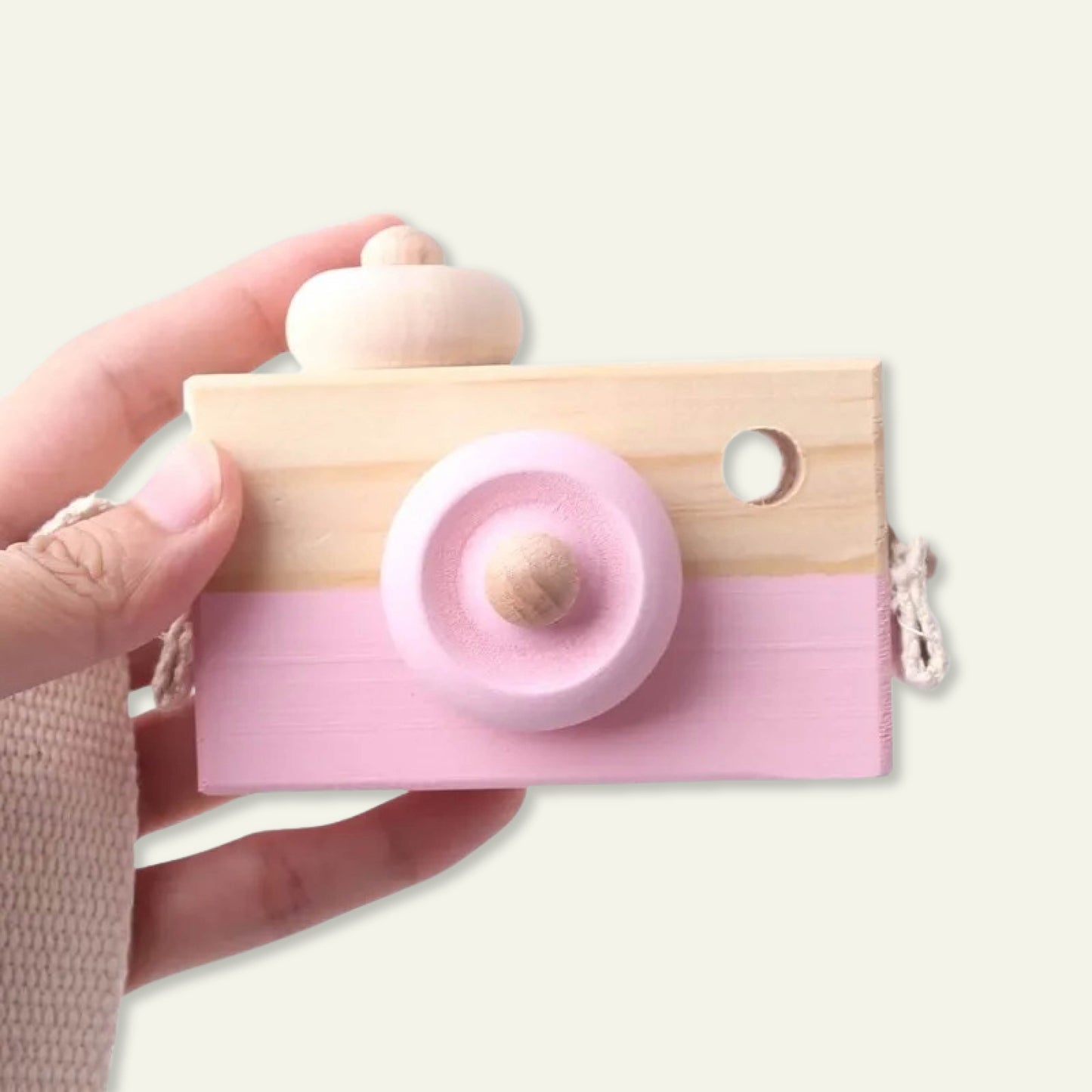 Wooden Toy Camera with Strap