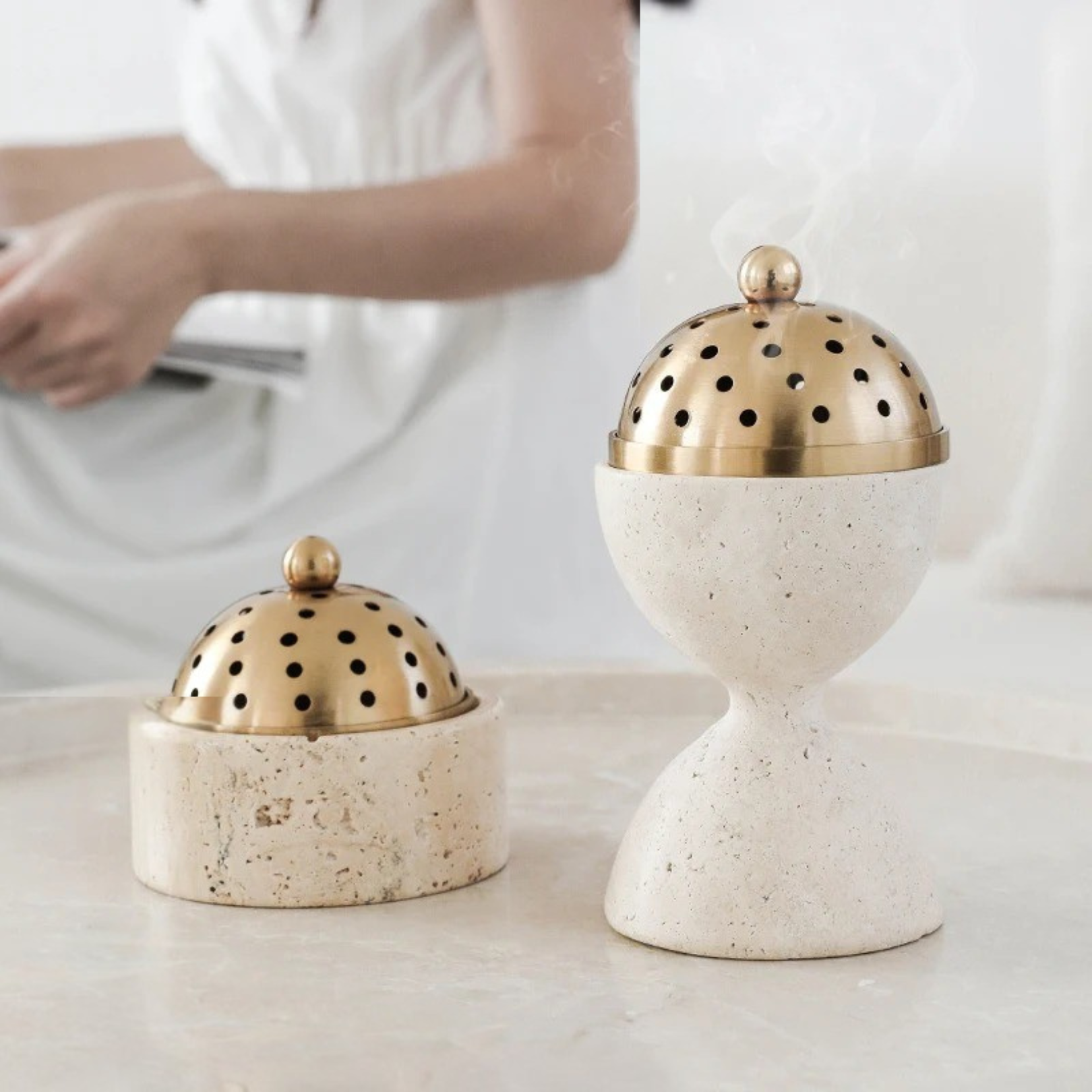 Roman Stone Incense Burner & Candle Holder