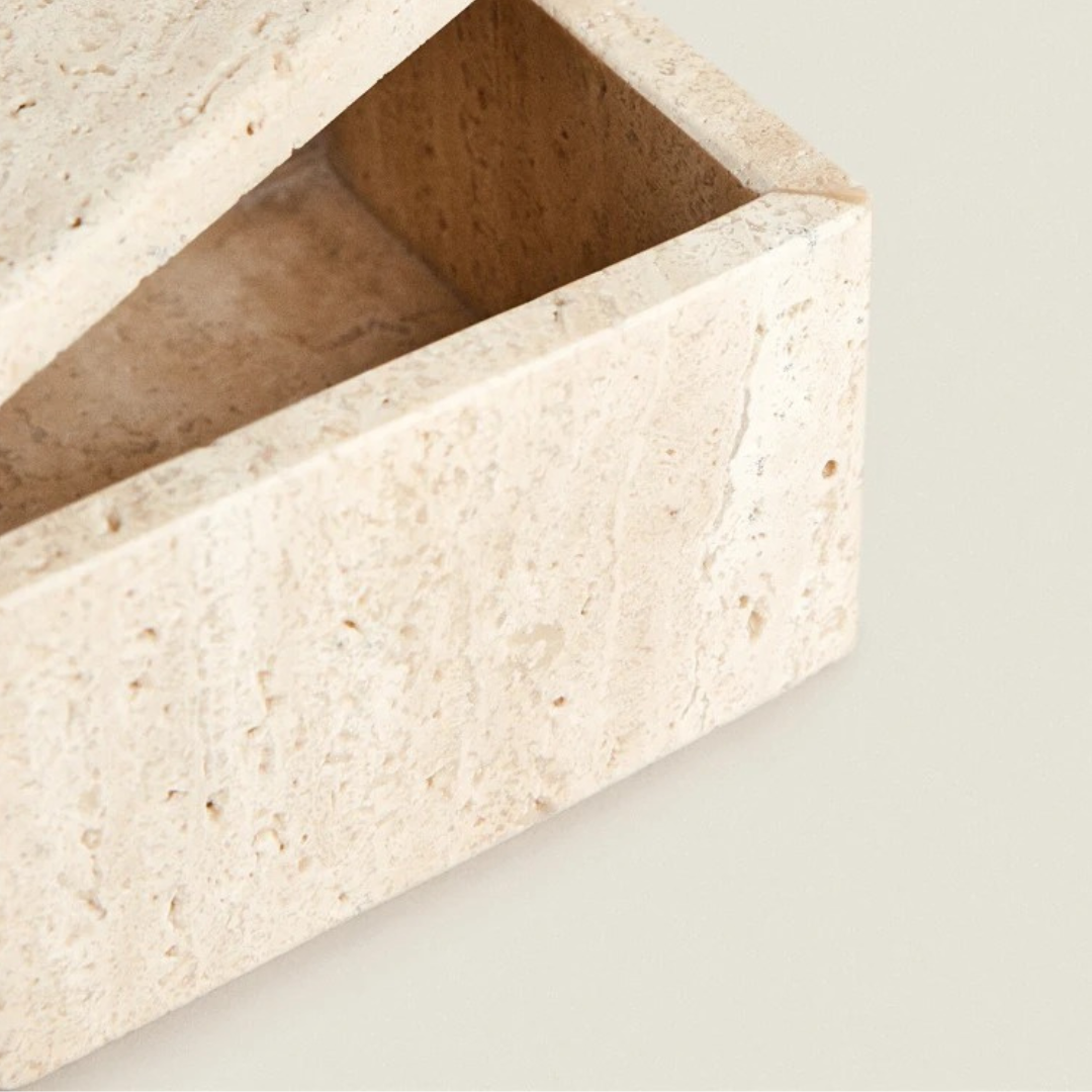 Roman Stone Lidded Storage Box
