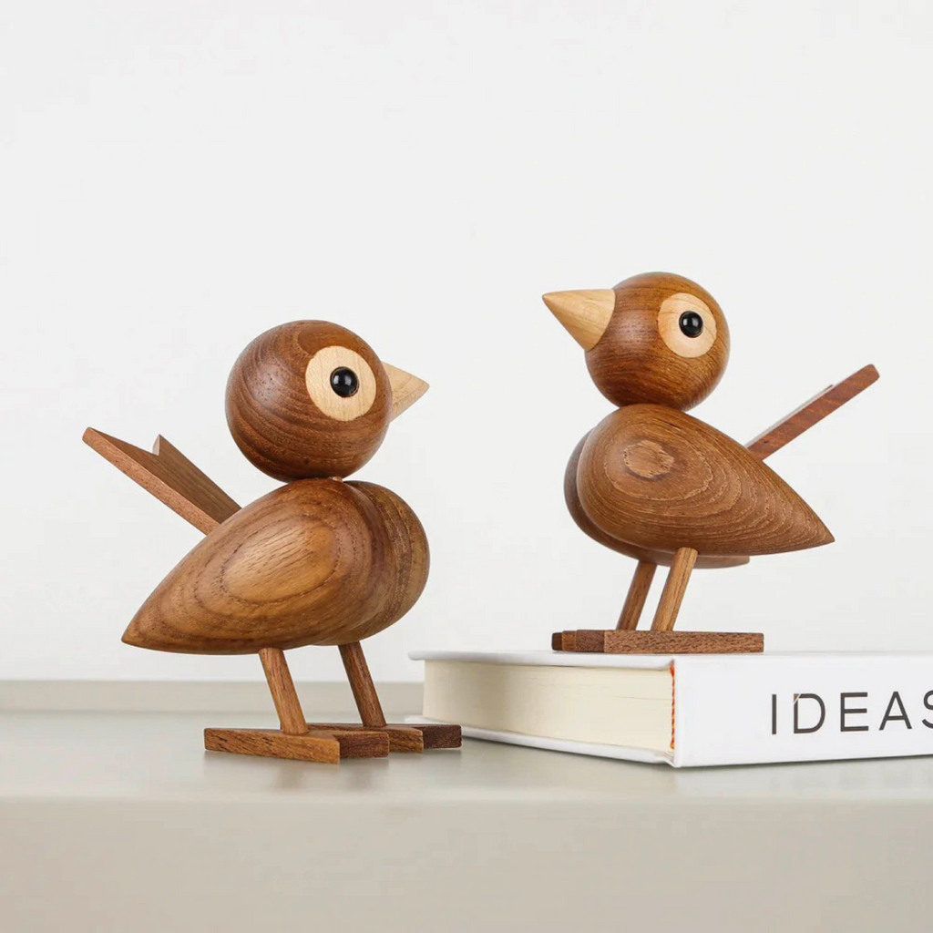 Wooden Sparrow Figurine
