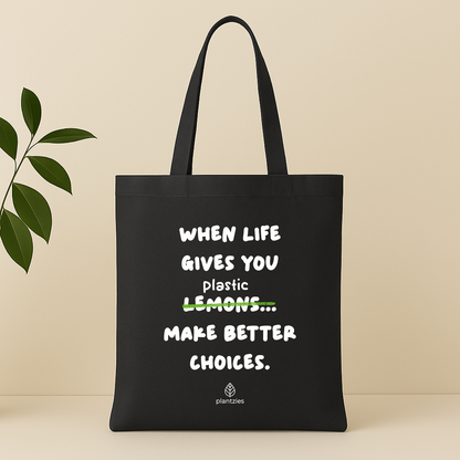 Inspirational Black Woven Tote Bag