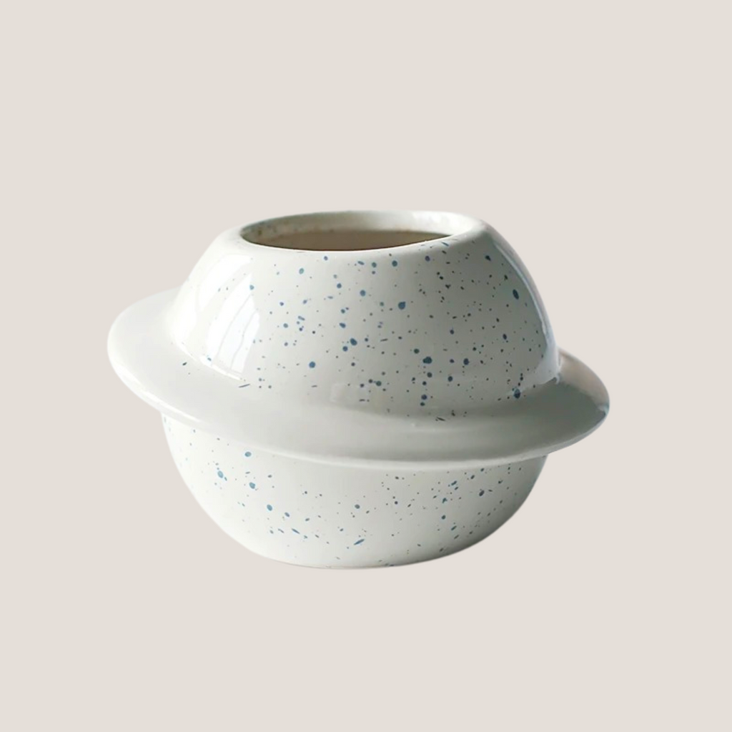 Ceramic Planet Planter with Wooden Stand