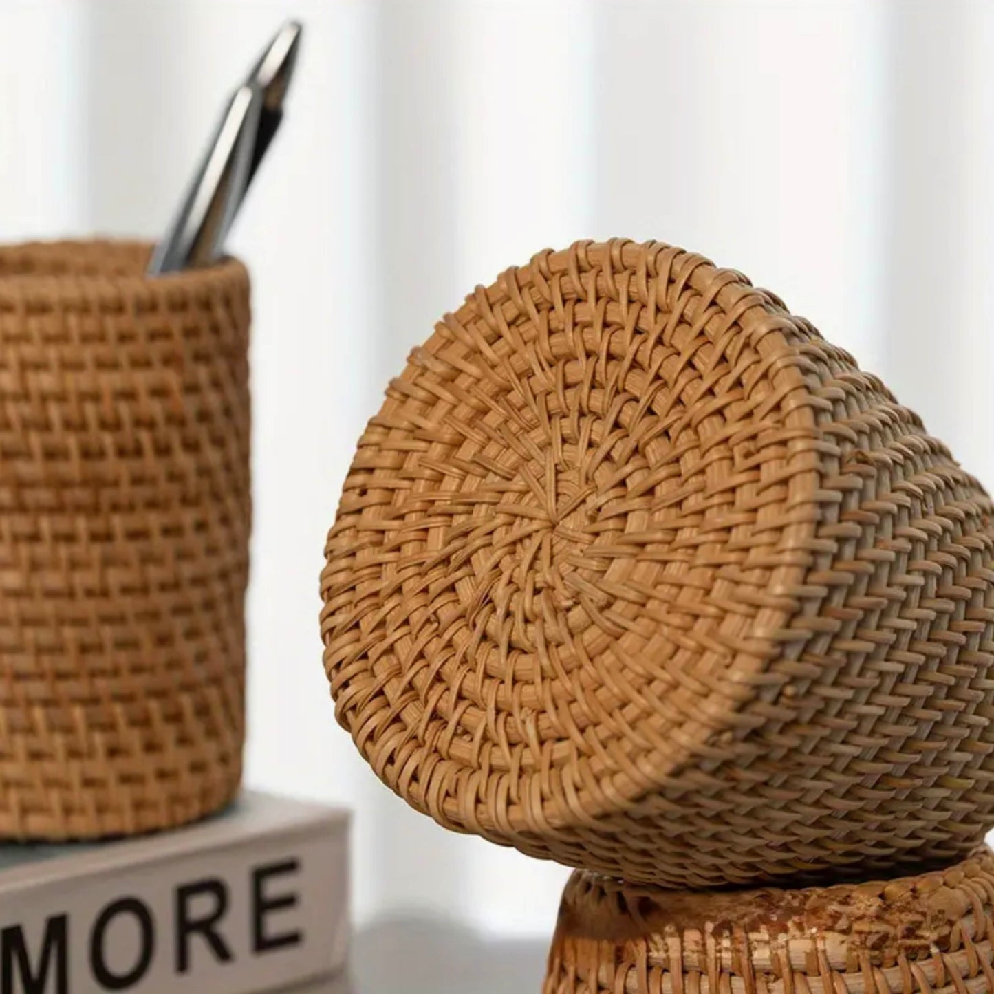 Handwoven Rattan Pencil Holder