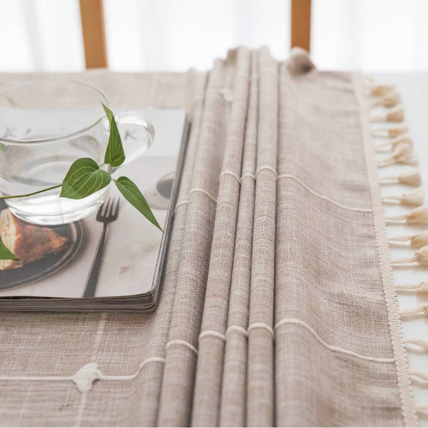 Checkered Cotton Linen Tablecloth