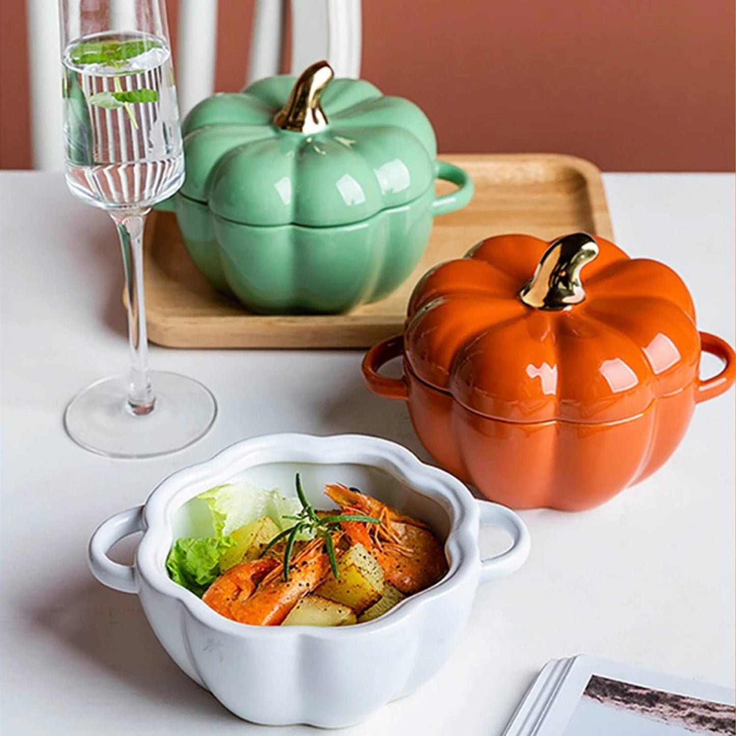 Ceramic Pumpkin Bowl with Lid