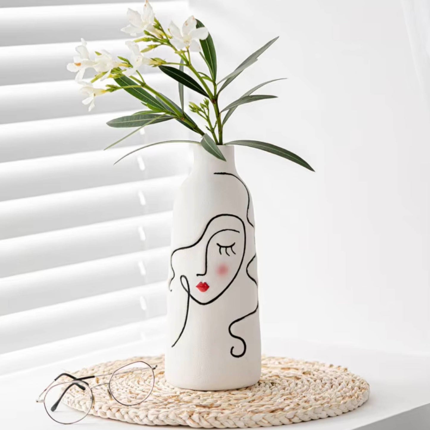 Abstract Face Ceramic Vase