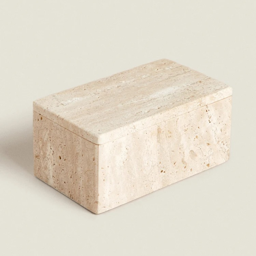 Roman Stone Lidded Storage Box