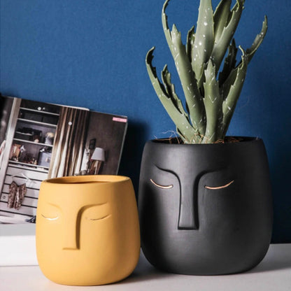 Abstract Face Ceramic Planter