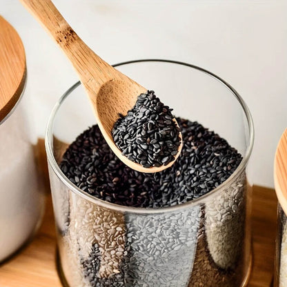 Glass Spice Jar with Bamboo Lid and Spoon