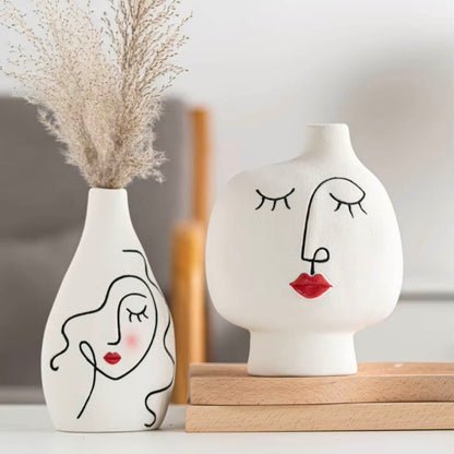 Abstract Face Ceramic Vase