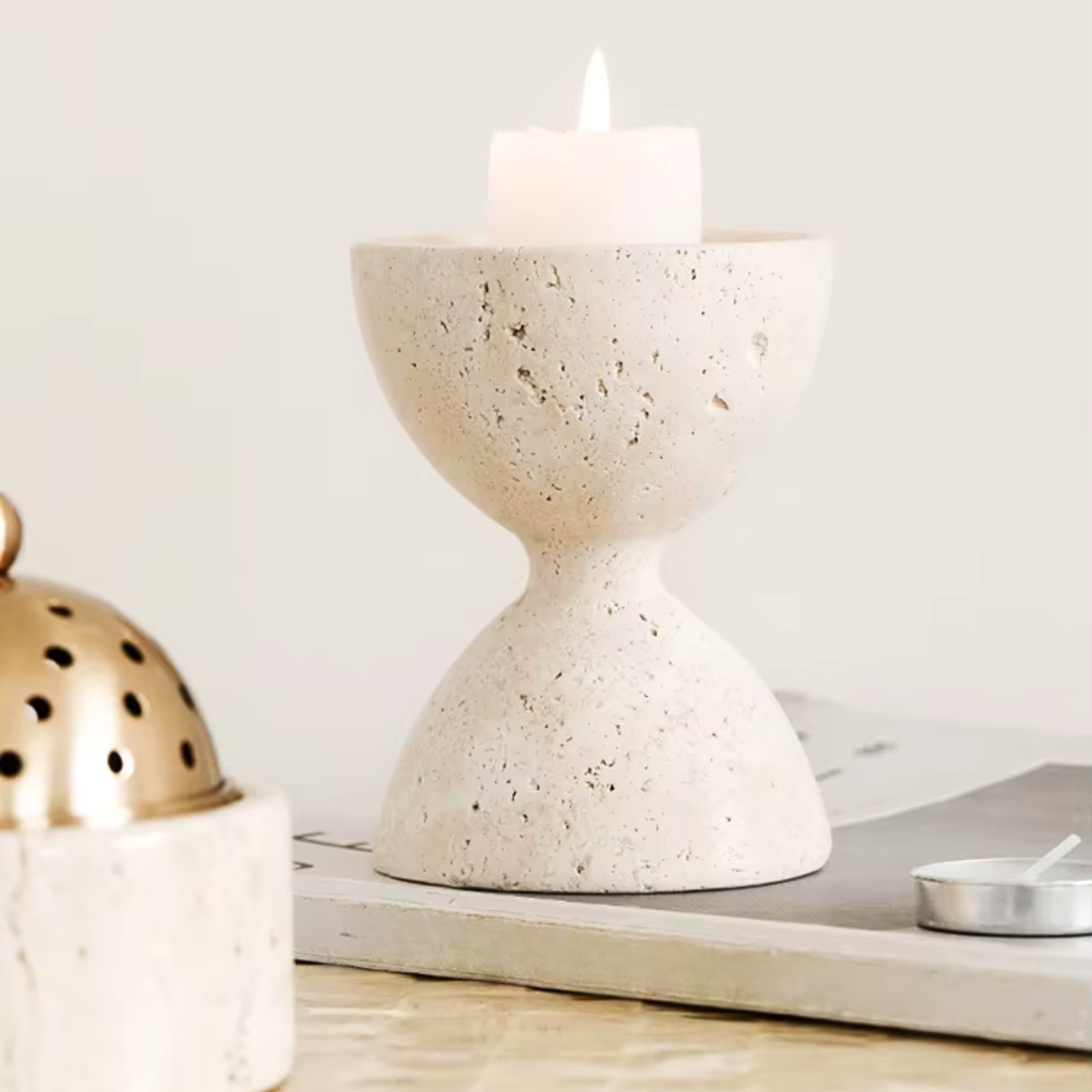 Roman Stone Incense Burner & Candle Holder