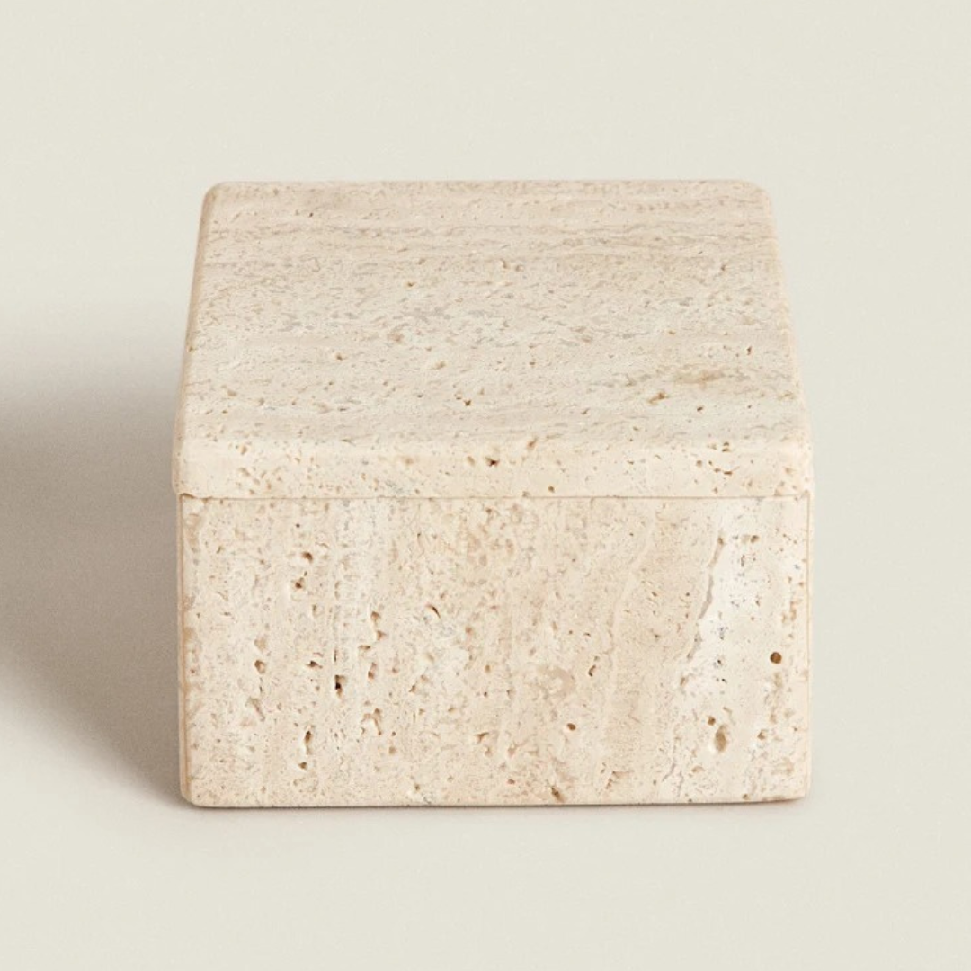 Roman Stone Lidded Storage Box