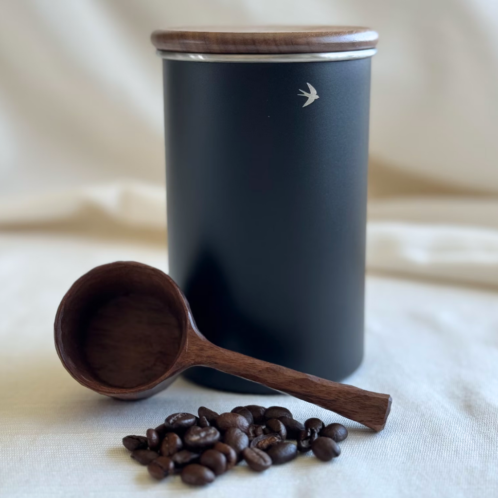 Stainless Steel Coffee Canister with Wooden Lid
