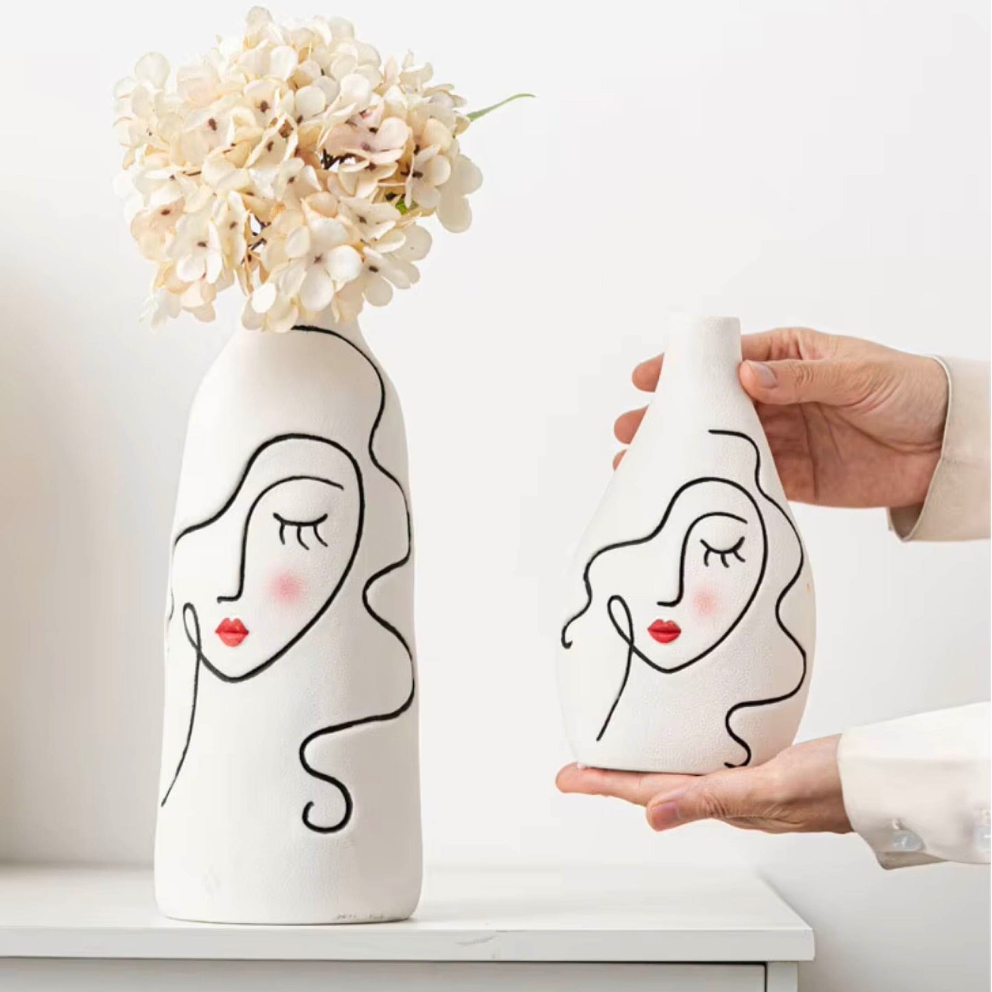 Abstract Face Ceramic Vase