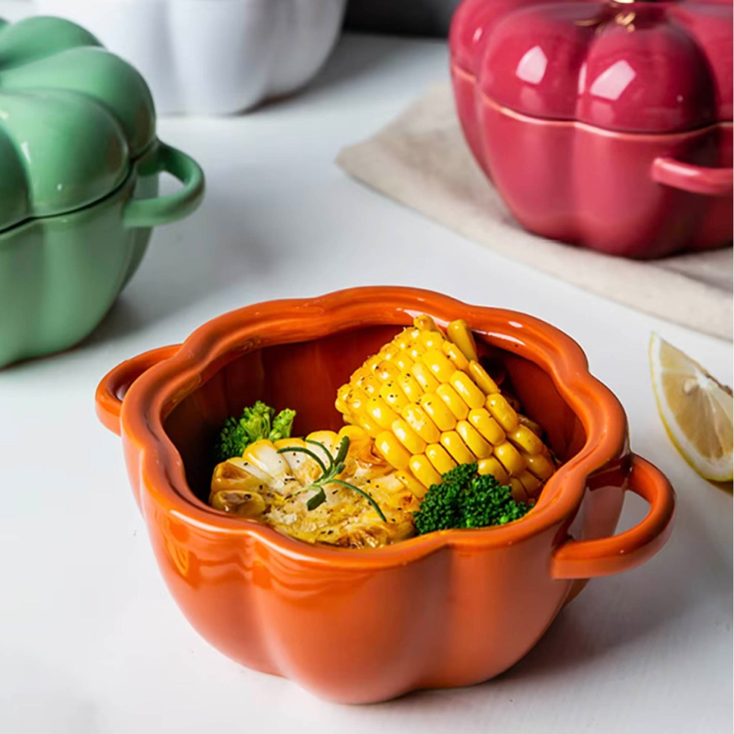 Ceramic Pumpkin Bowl with Lid