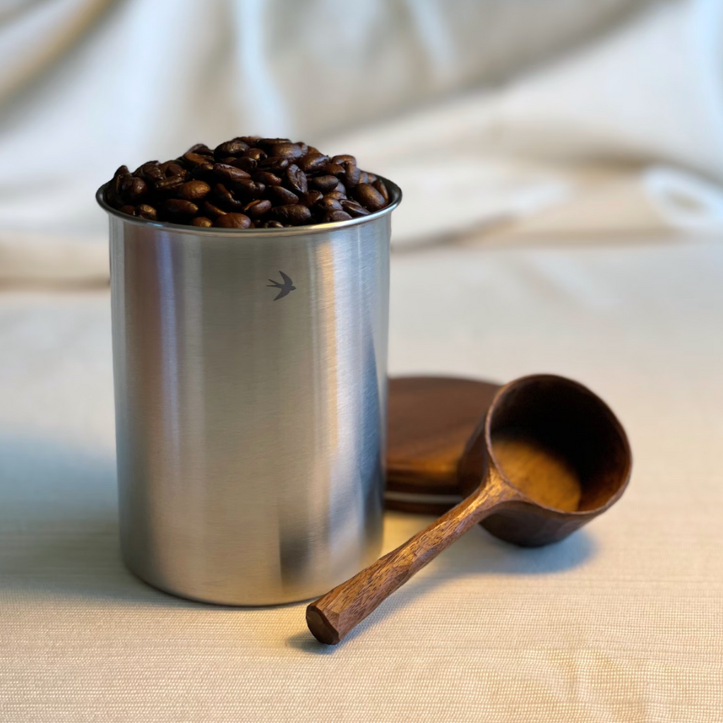Stainless Steel Coffee Canister with Wooden Lid