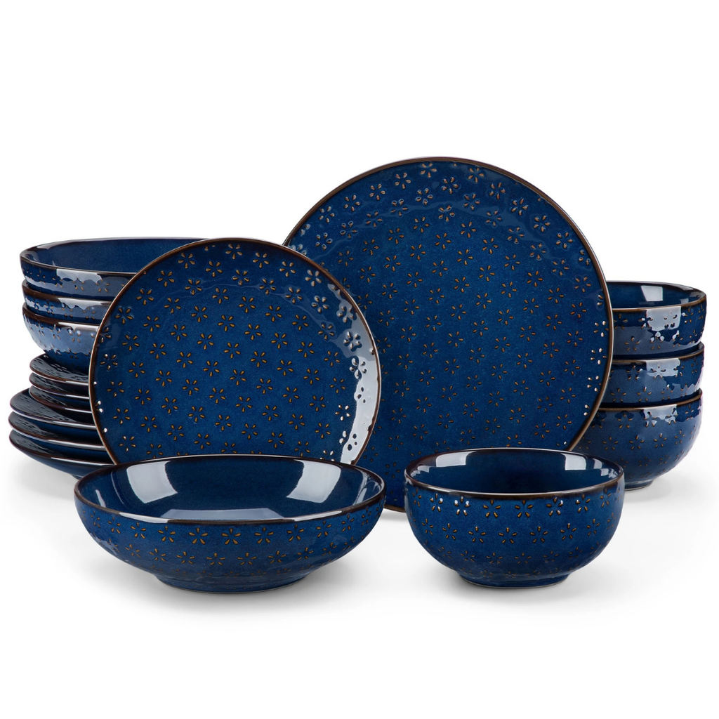 Timeless Blue Stoneware Dinner Set