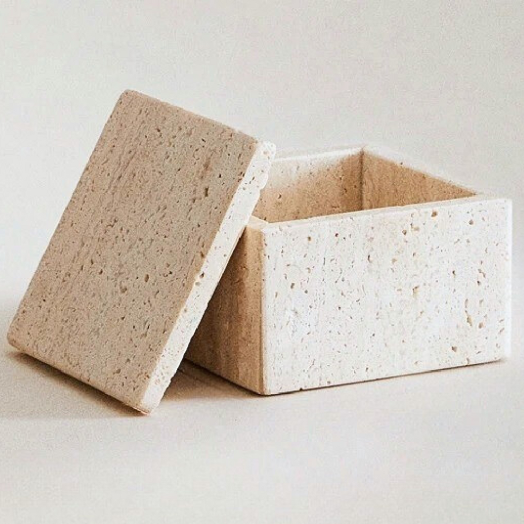 Roman Stone Lidded Storage Box